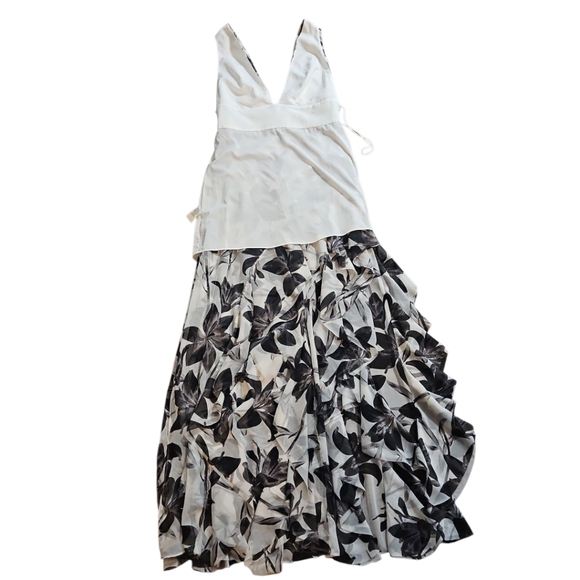 NWT Alice + Olivia Black/white Asymmetric Ruffled Maxi Dress sz 8 - Picture 10 of 11